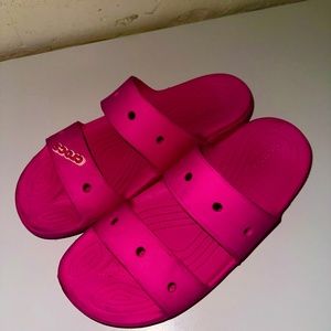 Hot pink croc sandals